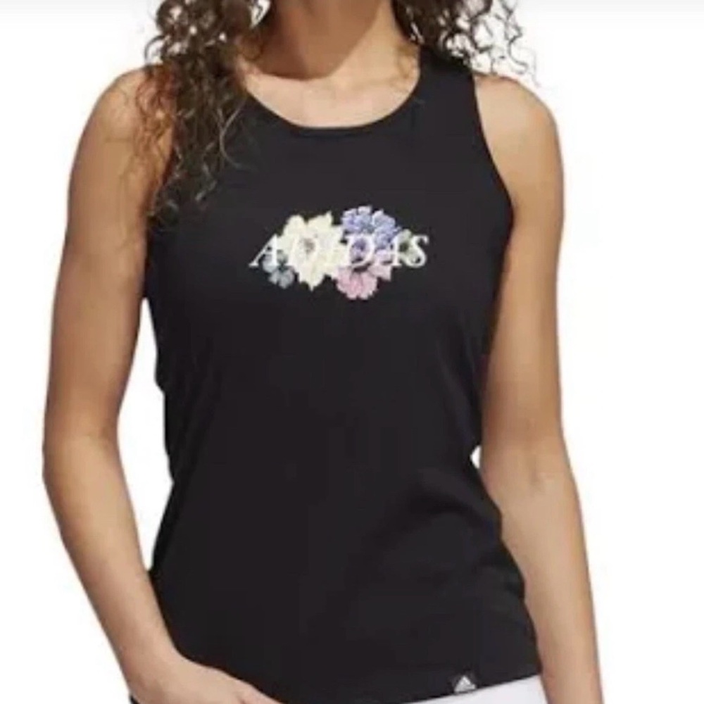 Adidas Aeroready Black Floral StretchGraphic Tank Top Women’s Size Medium
